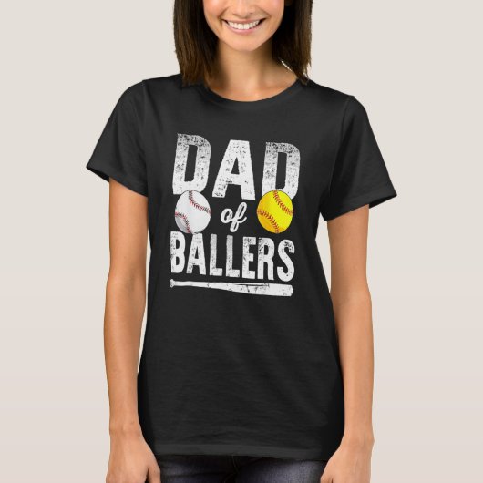 Dad Of Ballers Softball Baseball Player Dad Father T-shirt (Voorkant)