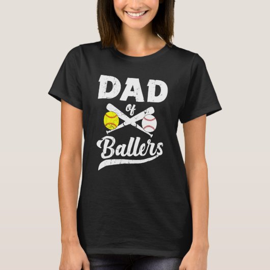 Dad Of Ballers Softball Baseball Player Dad Father T-shirt (Voorkant)