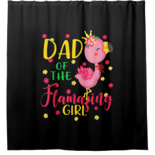 Dad Of Flamazing Girl Cute Flamingo Dad Birthday Douchegordijn