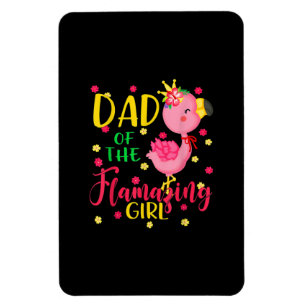 Dad Of Flamazing Girl Cute Flamingo Dad Birthday Magneet