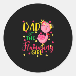 Dad Of Flamazing Girl Cute Flamingo Dad Birthday Ronde Sticker