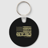 Dad Of Girls Outnumbered Us Flag Father's Day Daug Sleutelhanger (Voorkant)