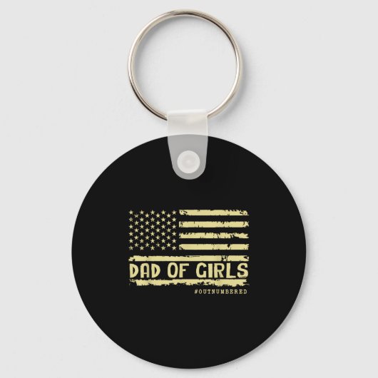 Dad Of Girls Outnumbered Us Flag Father's Day Daug Sleutelhanger (Voorkant)