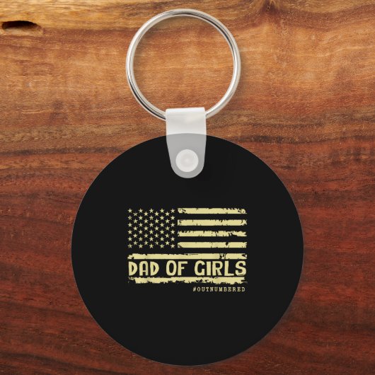 Dad Of Girls Outnumbered Us Flag Father's Day Daug Sleutelhanger (Voorkant)
