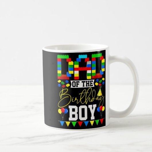 Dad Of The Birthday Boy Building Block Lover Match Koffiemok (Rechts)