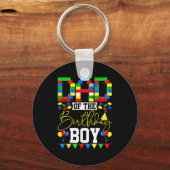 Dad Of The Birthday Boy Building Block Lover Match Sleutelhanger (Voorkant)