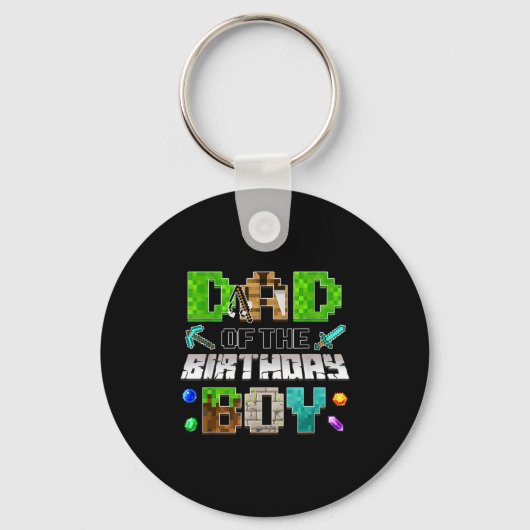 Dad Of The Birthday Boy Funny Gaming Birthday Xel  Sleutelhanger (Voorkant)