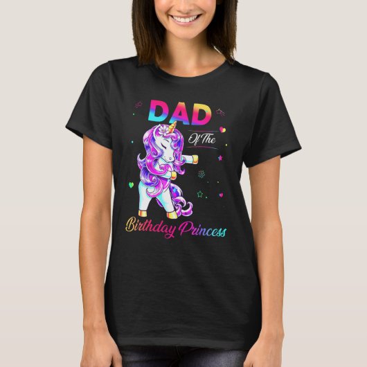 Dad Of The Birthday Princess Flossing Unicorn Men  T-shirt (Voorkant)