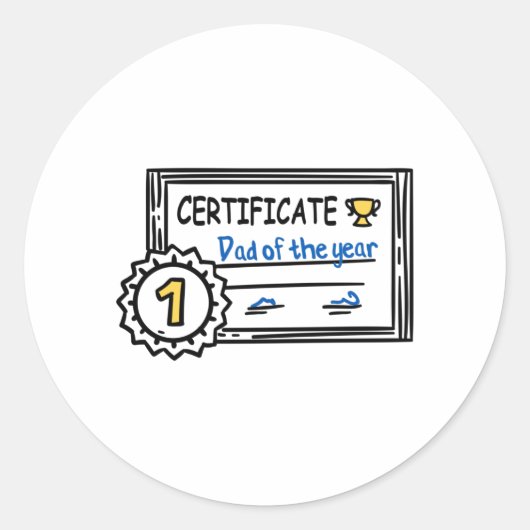 Dad of the Year certificate father's day Award Ronde Sticker (Voorkant)