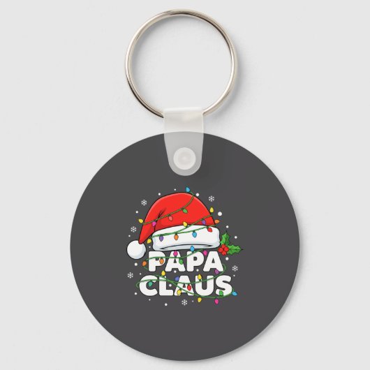 Dad Papa Claus Christmas Lights Family Matching Lo Sleutelhanger (Voorkant)