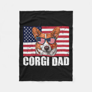 Dad Pembroke Welsh Corgi US Flag Hondenliefhebber  Fleece Deken