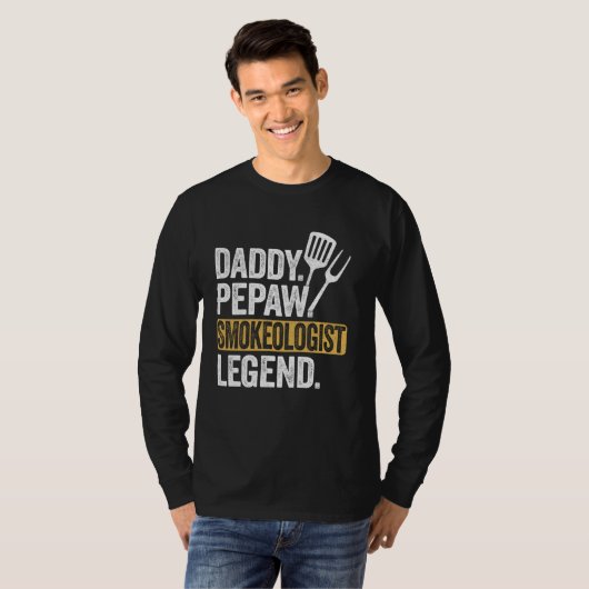 Dad Pepaw Smokeologist Legend Funny Retro Grilling T-shirt (Voorkant volledig)