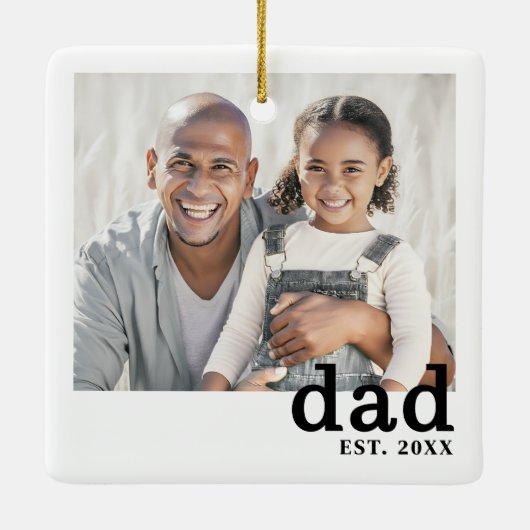Dad Personalized Photo Christmas Keramisch Ornament (Achterkant)