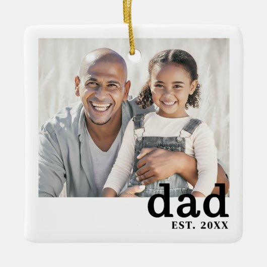 Dad Personalized Photo Christmas Keramisch Ornament (Voorkant)