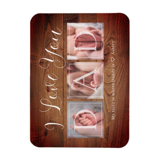 DAD Photo Collage Vaderdag Magneet (Verticaal)