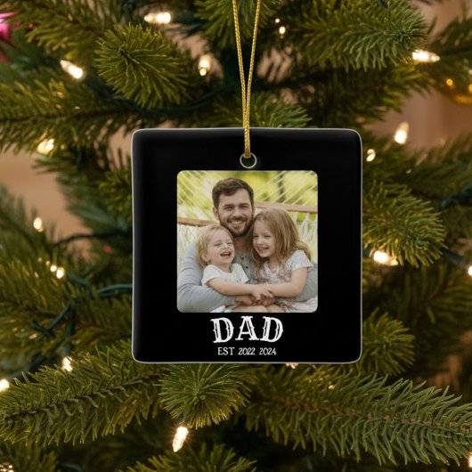Dad Photo Established Keramisch Ornament