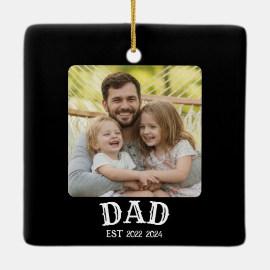 Dad Photo Established Keramisch Ornament (Achterkant)