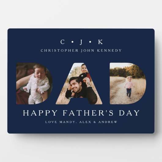 DAD Photo Navy Vaderdag - gepersonaliseerd monogra Fotoplaat (voorkant)