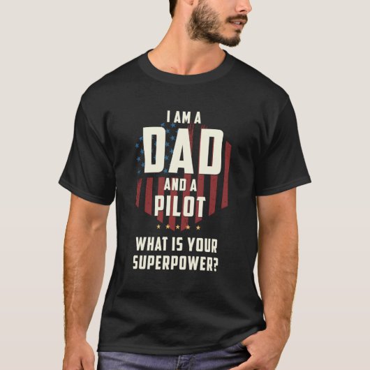 Dad Pilot Superpower Vaderdag T-shirt (Voorkant)