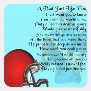 Dad Poem - Amerikaans Football Design Vierkante Sticker
