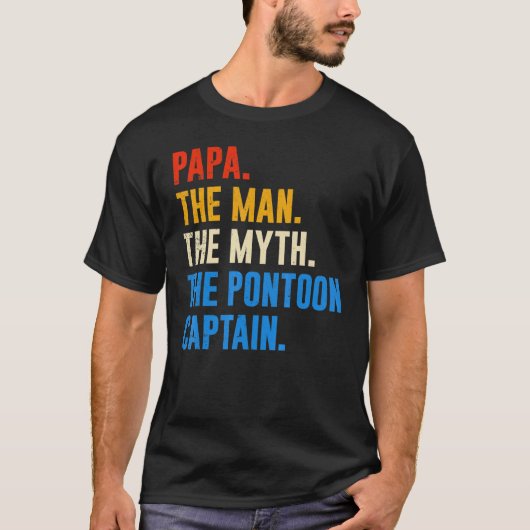 Dad Pontoon Papa Man Myth Pontoon Captain T-shirt (Voorkant)