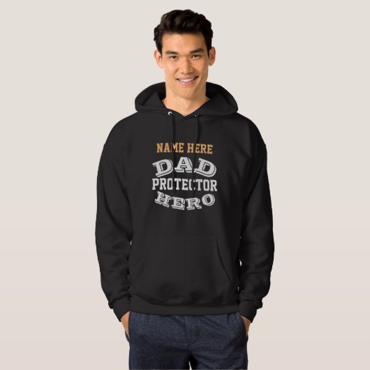DAD-PROTECTOR HERO, PERSONALISEERD HOODIE (Voorkant volledig)