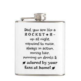 Dad Rockstar 6oz Flask, Birthday Gift From Baby,   Heupfles