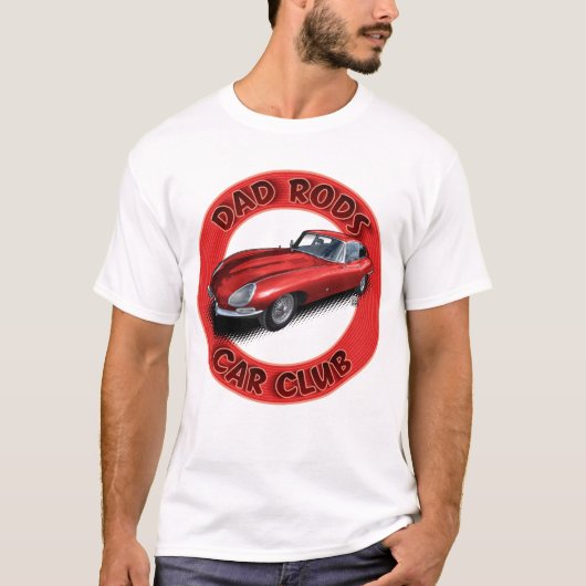 Dad Rods Car Club Red Jag Car T-Shirt (Voorkant)