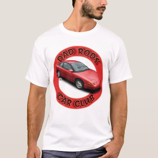 Dad Rods Car Club Red Saturn Coupe Car T-Shirt (Voorkant)