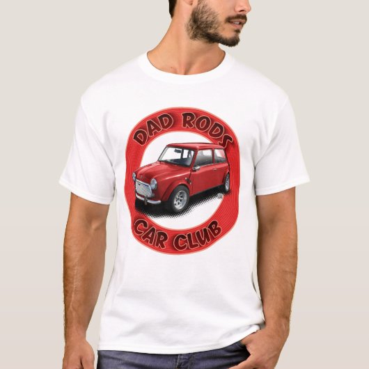 Dad Rods Car Club Rode Mini Auto T-Shirt (Voorkant)