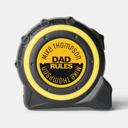 DAD RULES half zwart half geel grappig Rolmaat (Voorkant)