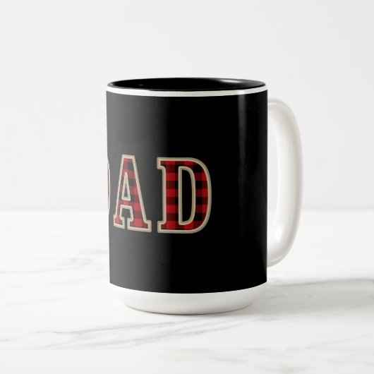 DAD Rustic Red Black Buffalo Checker Squares Tweekleurige Koffiemok (Voorkant rechts)