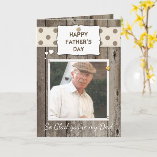 Dad Rustic Vaderdag of Verjaardagsfoto Kaart (Gele Bloem)