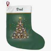Dad’s Green Christmas Stocking – Classic Design Grote Kerstsok (Voorkant)