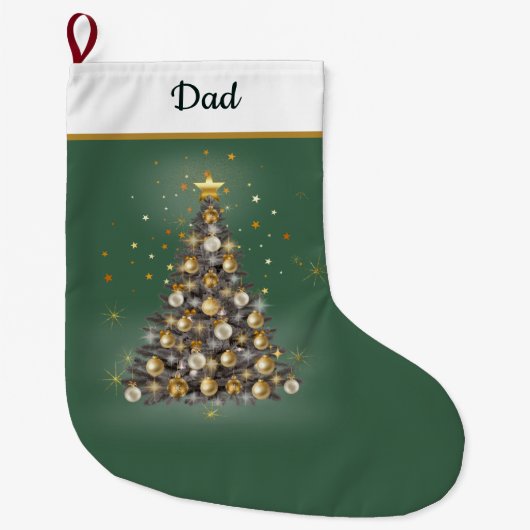 Dad’s Green Christmas Stocking – Classic Design Grote Kerstsok (Voorkant)