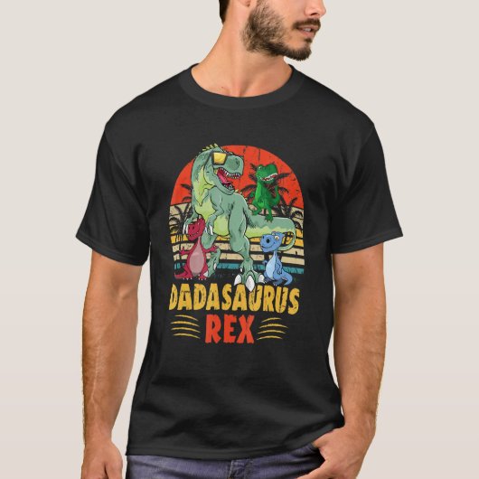 Dad saurus Rex Daddy Dinosaur 3 three Kids Father' T-shirt (Voorkant)