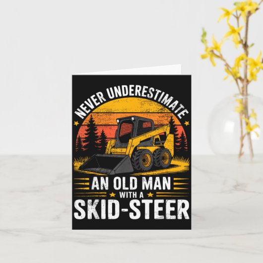 Dad Skid Steer Operator Father Construction Heavy Kaart (Gele Bloem)