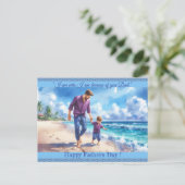 Dad Son Bonding Foto Vaderdag Quote Beachvibe Briefkaart (Staand voorkant)