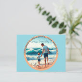 Dad Son Bonding op het strand Foto Vaderdag Quote Briefkaart (Staand voorkant)