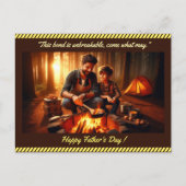 Dad Son Bonding Vaderdag Quote Fotocamping Briefkaart (Voorkant)