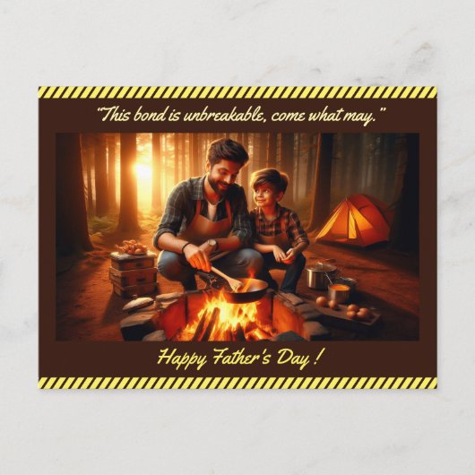 Dad Son Bonding Vaderdag Quote Fotocamping Briefkaart (Voorkant)