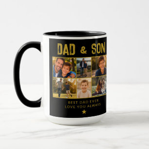 Dad & Son Gouden Familie 6 Foto Mok