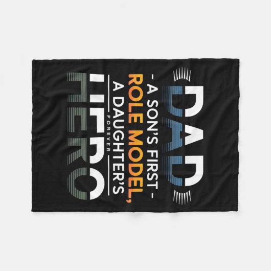 Dad Son Role Model Daughter Hero Quote  Fleece Deken (Voorkant (Horizontaal))