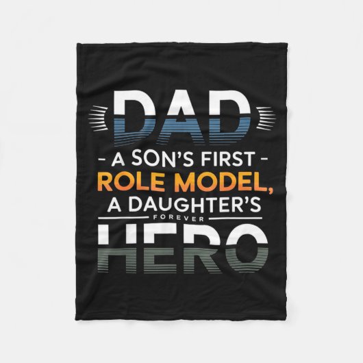 Dad Son Role Model Daughter Hero Quote  Fleece Deken (Voorkant)