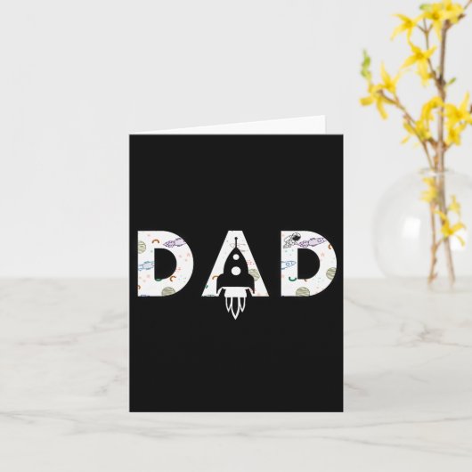 Dad Space Themed Birthday Party Shirt Funny Cute D Kaart (Gele Bloem)