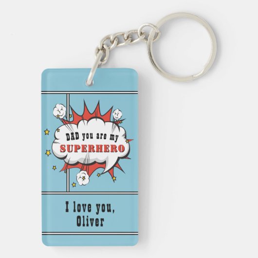 Dad Superheld Comic Speech Bubble Sleutelhanger (achterkant)