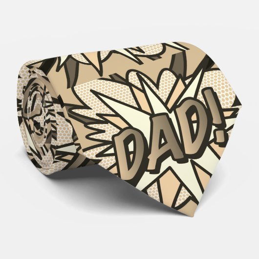 DAD Superheld Stripboek Typografisch Pret Stropdas (Opgerold)