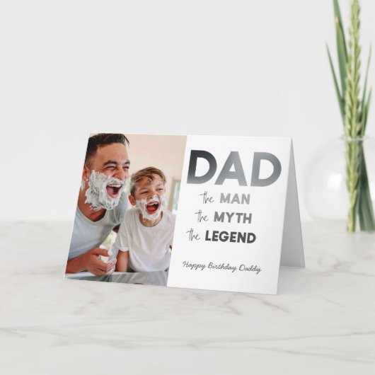 DAD The Man Myth Legend Grey Photo Happy Birthday Kaart (Voorkant)