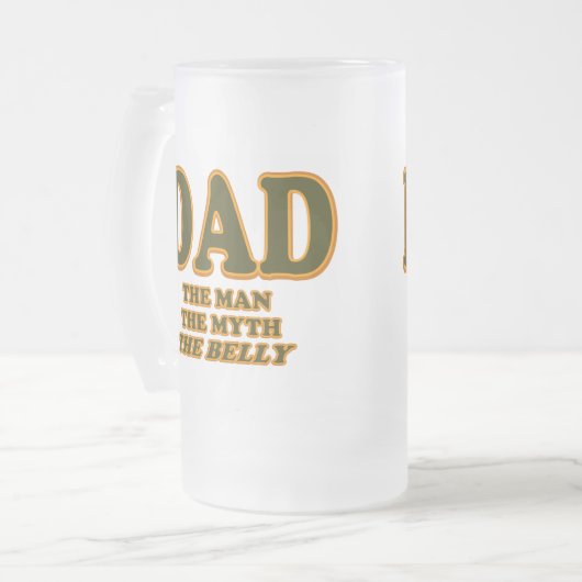DAD the Man the Myth the Belly Funny Fathers Day Matglas Bierpul (Voorkant links)