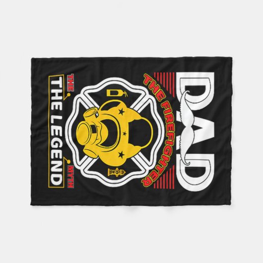 Dad The Myth Legend Fireman Gift Proud Firefighter Fleece Deken (Voorkant (Horizontaal))